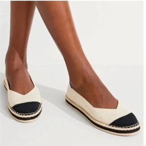Rothy's Espadrille Cream Cap Toe Black Size 8